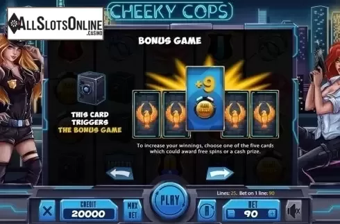Paytable 2. Cheeky Cops from X Card