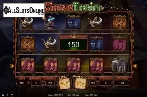 Free Spins screen. Circus Train from Thunderspin
