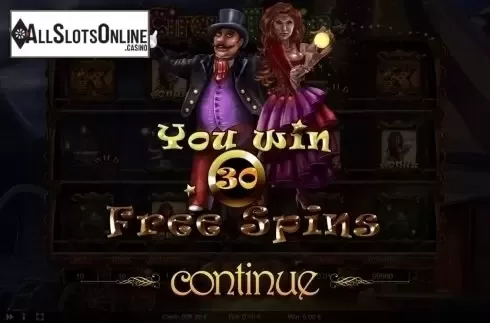 Free Spins screen. Circus Train from Thunderspin