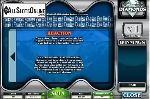 Paytable 3. Diamonds (AlteaGaming) from AlteaGaming