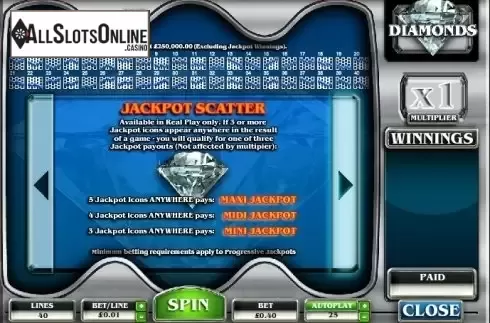 Paytable 2. Diamonds (AlteaGaming) from AlteaGaming