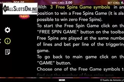 Free Spins feature screen
