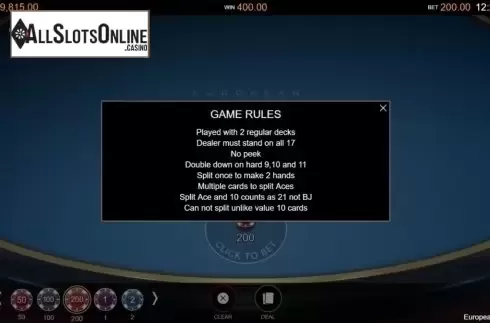 Game Rules. European Blackjack (Switch Studios) from Switch Studios