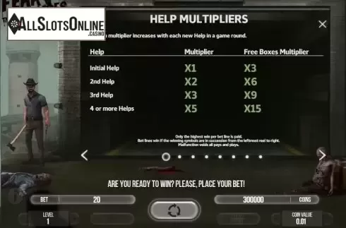 Paytable 1. Fear The Zombies from Fugaso