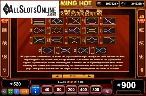 Paylines. Flaming Hot Extreme from EGT