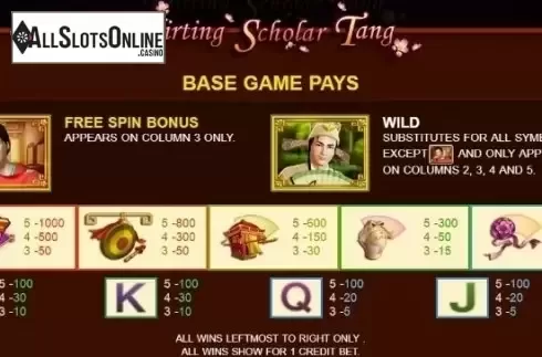 Paytable 1. Flirting Scholar Tang from JDB168