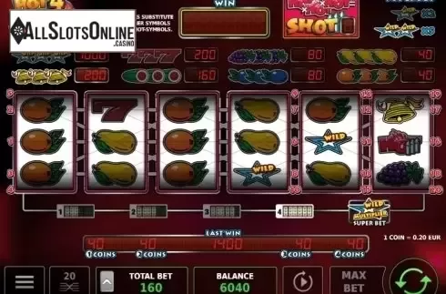 Wild win screen. Hot4Shot Deluxe from StakeLogic