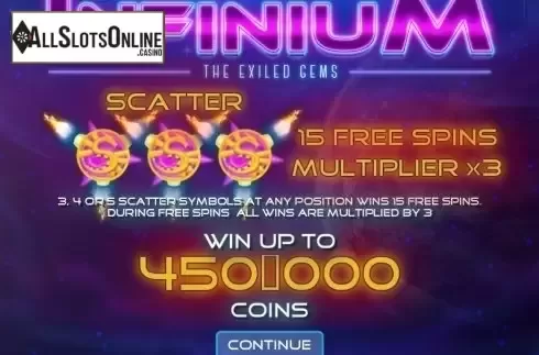 Intro Game screen. Infinium from Zeus Play