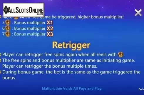 Bonus multiplier screen