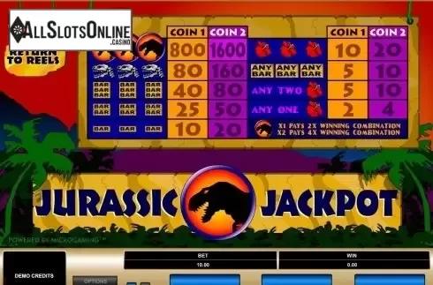 Paytable. Jurassic Jackpot from Microgaming
