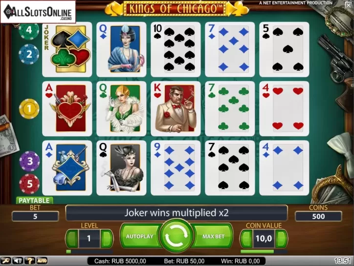 Game Workflow screen. Kings of Chicago from NetEnt