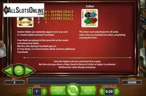 Paytable 1. Kings of Chicago from NetEnt