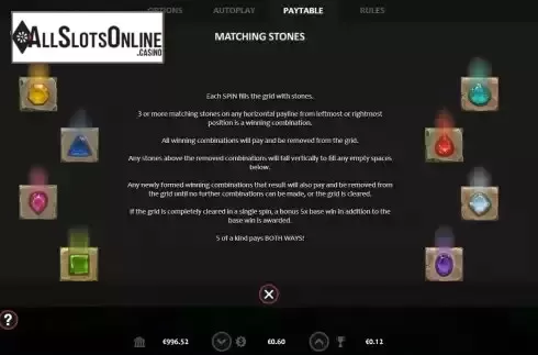 Matching stones screen