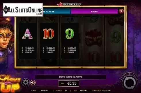 Paytable 3. Light Em Up from Ainsworth