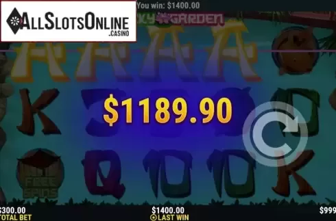 Win Screen. Lucky Garden from Slot Factory
