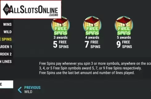 Free Spins. Lucky Garden from Slot Factory