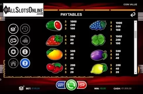 Paytable 2. Mega Hot 40 from Betsson Group