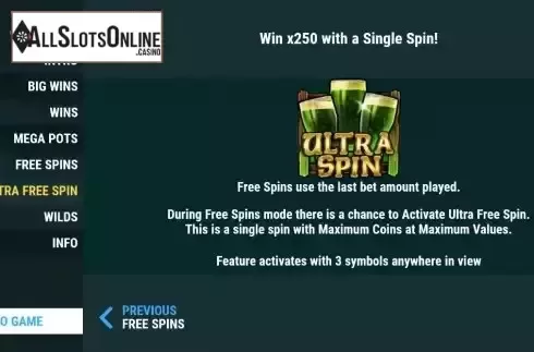 Ultra Free Spin screen