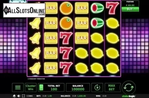 Reel Screen. Neon Cluster Wins from StakeLogic