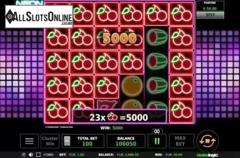 Joker Mega Win. Neon Cluster Wins from StakeLogic