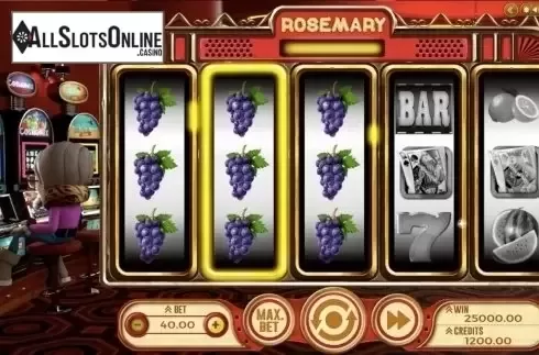 Big Win screen. Rosemary from Spinmatic