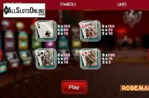 Paytable 1. Rosemary from Spinmatic