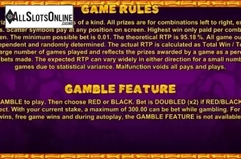 Paytable 5. Spooky House from High Flyer Games