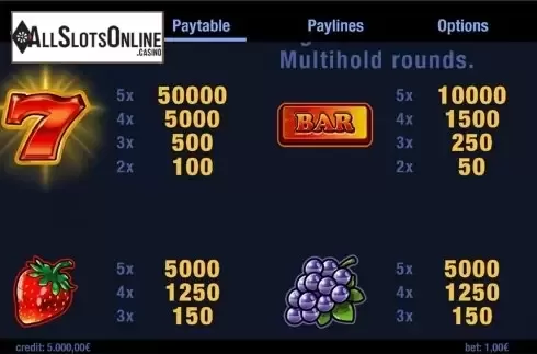 Paytable 3. Star Stretch from Swintt