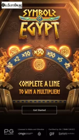 Start Screen. Symbols of Egypt from PG Soft