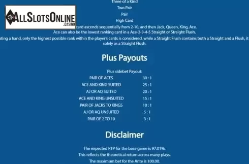Game Rules 3. Texas Hold'em Plus (Shuffle Master) from Shuffle Master