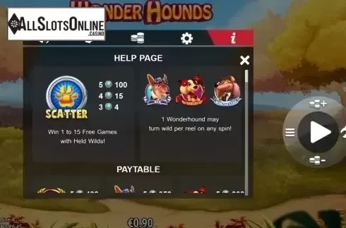 Paytable 1. Wonder Hounds from NextGen