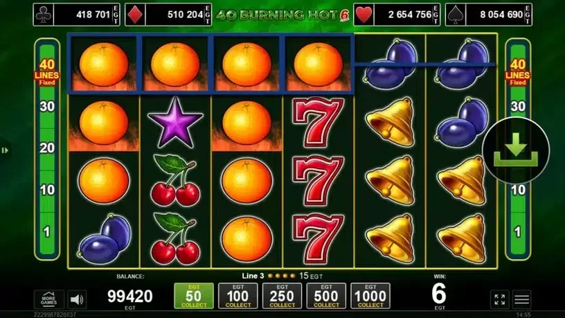 40 Burning Hot 6 Reels slot screenshot 2