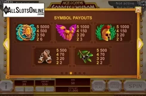 Screen4. Age of the Gods Goddess of Wisdom from Playtech Origins