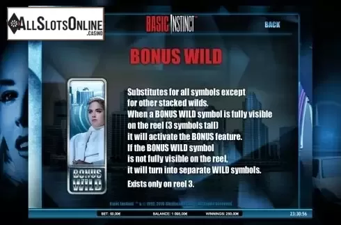 Paytable 4. Basic Instinct from iSoftBet