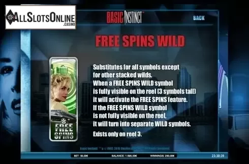 Paytable 3. Basic Instinct from iSoftBet