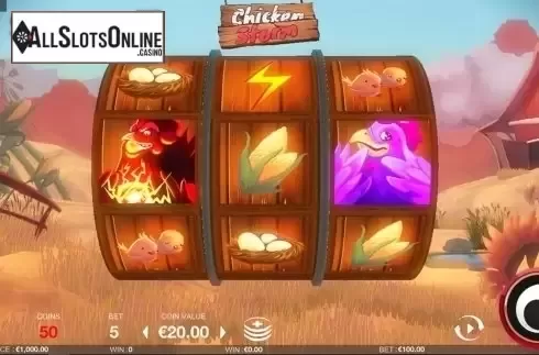 Reels screen. Chicken Storm from Fantasma Games