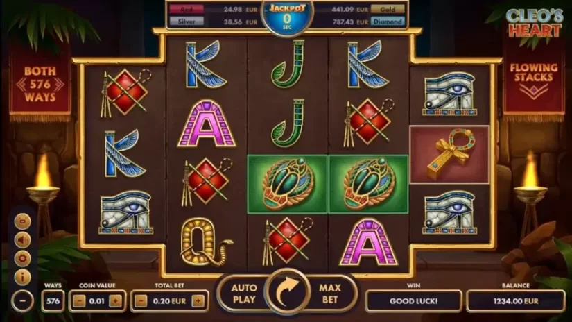 Cleo’s Heart slot screenshot 1