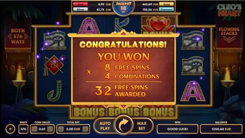 Cleo’s Heart slot screenshot 3