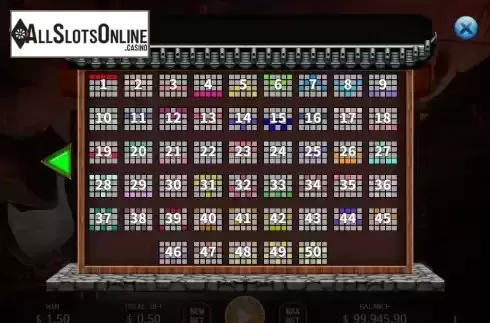 Paylines screen