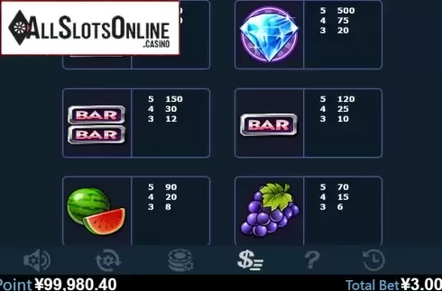 Paytable 2. Diamond Slot from Virtual Tech