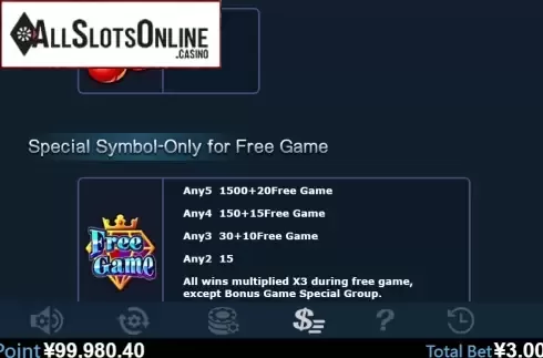 Paytable 3. Diamond Slot from Virtual Tech