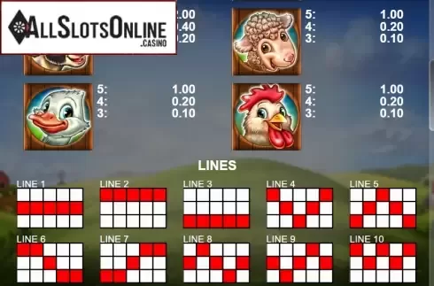Paytable 2. Egg And Rooster from Casino Technology