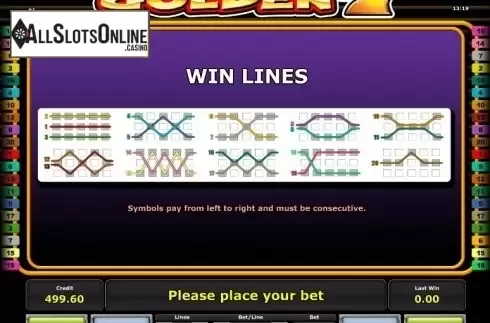 Paytable 2. Golden 7 (Green Tube) from Greentube