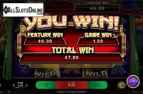 Total win screen. Golden Lotus SE from Spadegaming