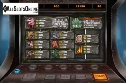 Paytable. Jurassic Period from X Room