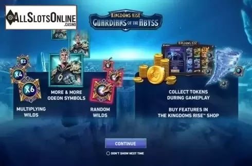 Start Screen. Kingdoms Rise: Guardians of the Abyss from Playtech Origins