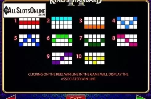 Paytable 4. King's Standard II from Barcrest