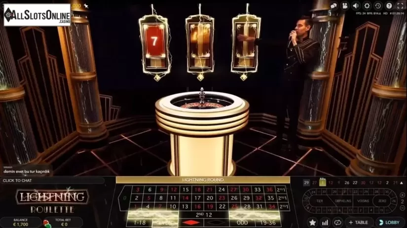 Game Screen 1. Lightning Roulette from Evolution Gaming