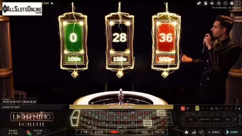Game Screen 5. Lightning Roulette from Evolution Gaming
