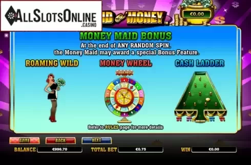Paytable 2. Maid o Money from NextGen